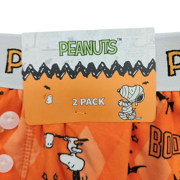 Peanuts Fleece Boxer Briefs Mens Small Orange Black Set of 2 Soft Underwear - Picture 7 of 10